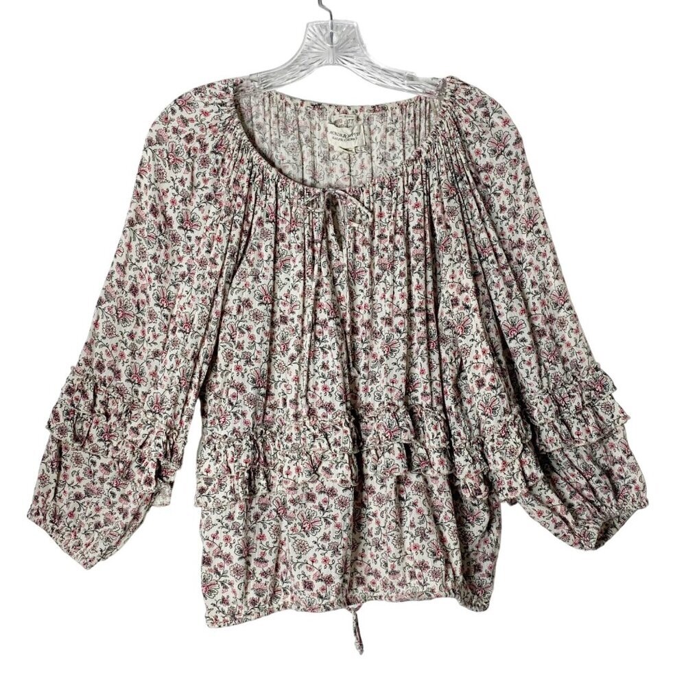 Denim & Supply Ralph Lauren Floral Boho Peasant Top 3/4 Sleeve Size M EUC